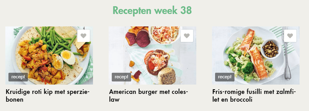 Via ah.nl kon ik ook online de recepten bekijken en opslaan.